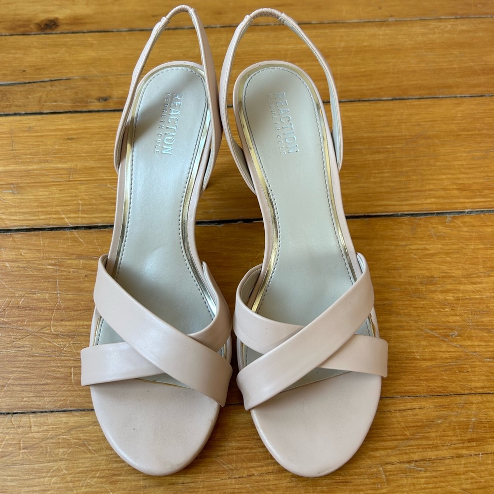 Kenneth Cole Nude Slingback Heeled Sandals